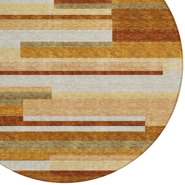 Homeroots 3' Stylish Black Charcoal And Gray Striped Washable Area Rug For Indoor And Outdoor Spaces 8' Round Polyester 585966