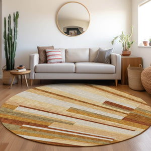 Homeroots 3' Stylish Black Charcoal And Gray Striped Washable Area Rug For Indoor And Outdoor Spaces 8' Round Polyester 585966