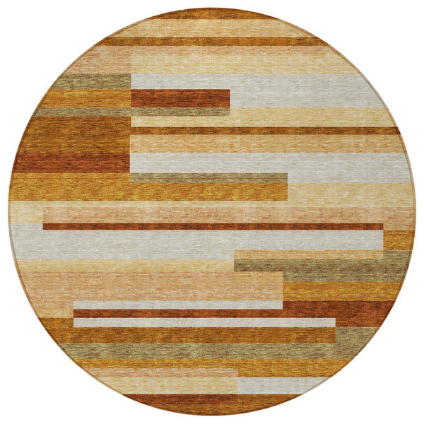 Homeroots 3' Stylish Black Charcoal And Gray Striped Washable Area Rug For Indoor And Outdoor Spaces 8' Round Polyester 585966