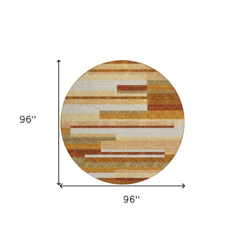 Homeroots 3' Stylish Black Charcoal And Gray Striped Washable Area Rug For Indoor And Outdoor Spaces 8' Round Polyester 585966