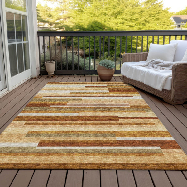 Homeroots 3' Stylish Black Charcoal And Gray Striped Washable Area Rug For Indoor And Outdoor Spaces 10' X 14' Polyester 585969