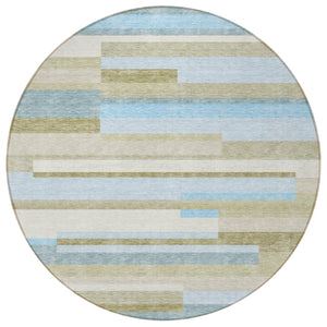 Homeroots 3' Stylish Black Charcoal And Gray Striped Washable Area Rug For Indoor And Outdoor Spaces 8' Round Polyester 585972