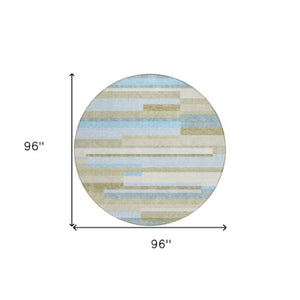 Homeroots 3' Stylish Black Charcoal And Gray Striped Washable Area Rug For Indoor And Outdoor Spaces 8' Round Polyester 585972