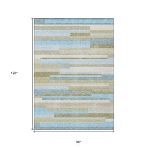 Homeroots 3' Stylish Black Charcoal And Gray Striped Washable Area Rug For Indoor And Outdoor Spaces 8' X 10' Polyester 585973