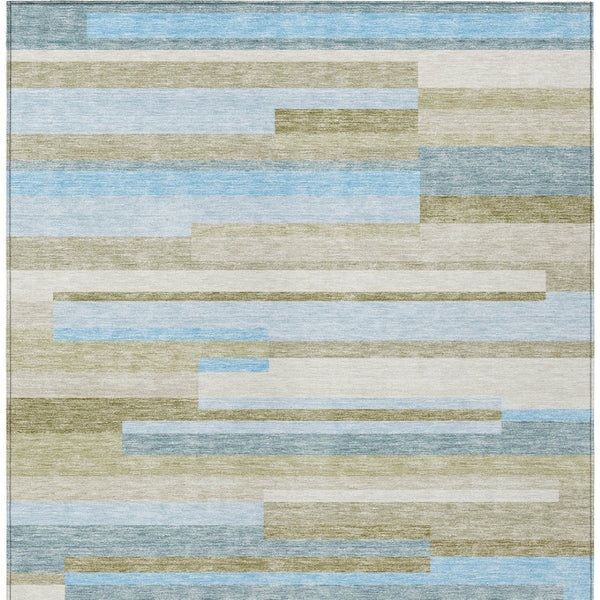 Homeroots 3' Stylish Black Charcoal And Gray Striped Washable Area Rug For Indoor And Outdoor Spaces 8' X 10' Polyester 585973