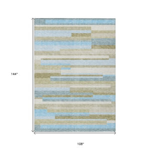 Homeroots 3' Stylish Black Charcoal And Gray Striped Washable Area Rug For Indoor And Outdoor Spaces 9' X 12' Polyester 585974