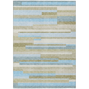 HomeRoots 9' Refreshing Sky Blue and Denim Striped Washable Area Rug for Indoor and Outdoor Spaces 9' X 12' 585974