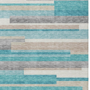 Homeroots 3' Stylish Black Charcoal And Gray Striped Washable Area Rug For Indoor And Outdoor Spaces 5' X 8' Polyester 585977