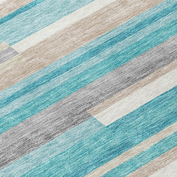 Homeroots 3' Stylish Black Charcoal And Gray Striped Washable Area Rug For Indoor And Outdoor Spaces 9' X 12' Polyester 585980