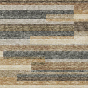 Homeroots 3' Stylish Black Charcoal And Gray Striped Washable Area Rug For Indoor And Outdoor Spaces 3' X 5' Polyester 585982