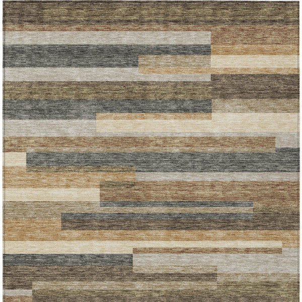 Homeroots 3' Stylish Black Charcoal And Gray Striped Washable Area Rug For Indoor And Outdoor Spaces 5' X 8' Polyester 585983