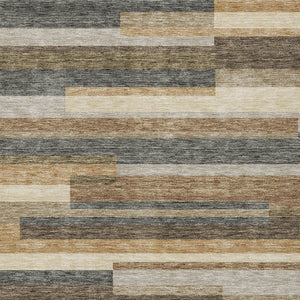 Homeroots 3' Stylish Black Charcoal And Gray Striped Washable Area Rug For Indoor And Outdoor Spaces 5' X 8' Polyester 585983