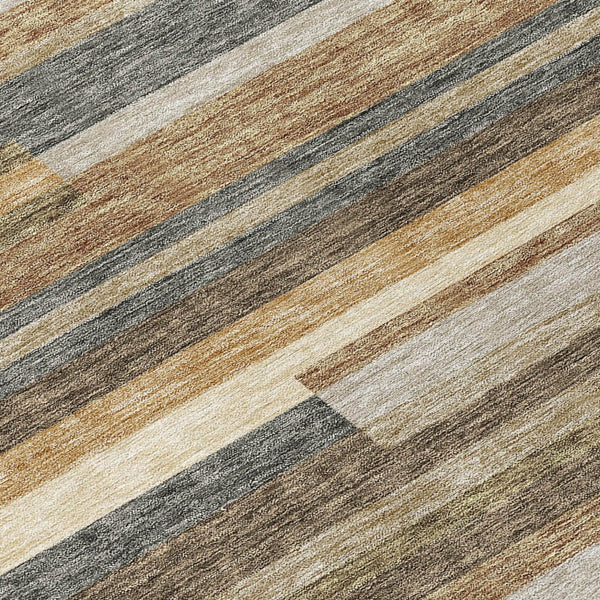 Homeroots 3' Stylish Black Charcoal And Gray Striped Washable Area Rug For Indoor And Outdoor Spaces 8' Round Polyester 585984