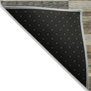 Homeroots 3' Stylish Black Charcoal And Gray Striped Washable Area Rug For Indoor And Outdoor Spaces 8' X 10' Polyester 585985