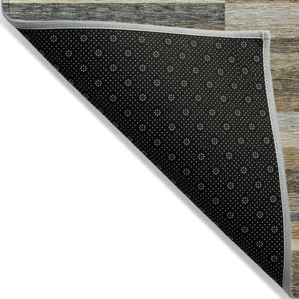 Homeroots 3' Stylish Black Charcoal And Gray Striped Washable Area Rug For Indoor And Outdoor Spaces 8' X 10' Polyester 585985