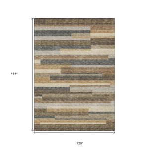 Homeroots 3' Stylish Black Charcoal And Gray Striped Washable Area Rug For Indoor And Outdoor Spaces 10' X 14' Polyester 585987