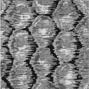 Homeroots 3' Black Charcoal And Silver Abstract Washable Area Rug For Indoor And Outdoor Spaces, Stylish Design 3' X 5' Polyester 585988