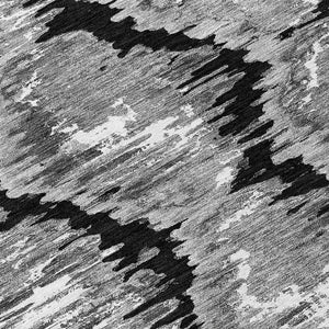 Homeroots 3' Black Charcoal And Silver Abstract Washable Area Rug For Indoor And Outdoor Spaces, Stylish Design 8' Round Polyester 585990