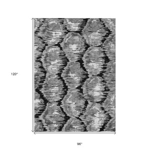 Homeroots 3' Black Charcoal And Silver Abstract Washable Area Rug For Indoor And Outdoor Spaces, Stylish Design 8' X 10' Polyester 585991