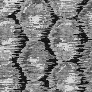 Homeroots 3' Black Charcoal And Silver Abstract Washable Area Rug For Indoor And Outdoor Spaces, Stylish Design 9' X 12' Polyester 585992