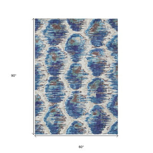 Homeroots 3' Black Charcoal And Silver Abstract Washable Area Rug For Indoor And Outdoor Spaces, Stylish Design 5' X 8' Polyester 585995