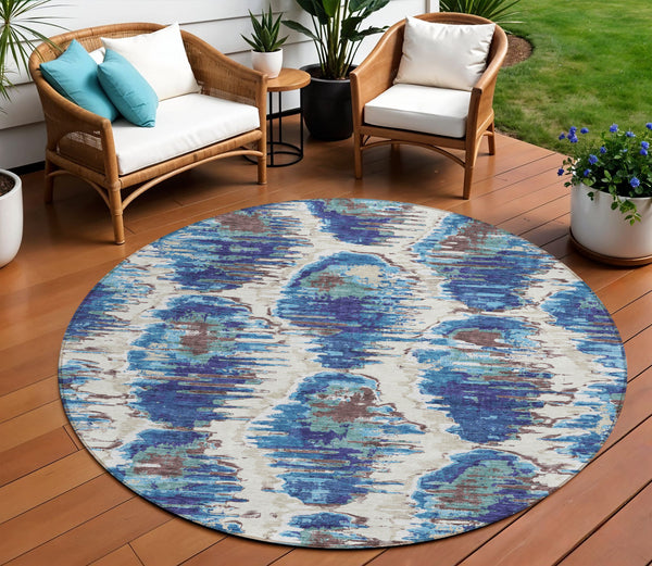 Homeroots 3' Black Charcoal And Silver Abstract Washable Area Rug For Indoor And Outdoor Spaces, Stylish Design 8' Round Polyester 585996