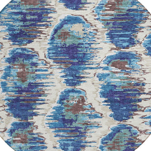 Homeroots 3' Black Charcoal And Silver Abstract Washable Area Rug For Indoor And Outdoor Spaces, Stylish Design 8' Round Polyester 585996