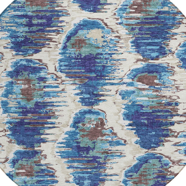 Homeroots 3' Black Charcoal And Silver Abstract Washable Area Rug For Indoor And Outdoor Spaces, Stylish Design 8' Round Polyester 585996