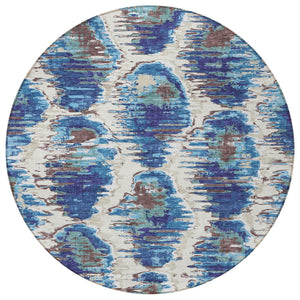 Homeroots 3' Black Charcoal And Silver Abstract Washable Area Rug For Indoor And Outdoor Spaces, Stylish Design 8' Round Polyester 585996