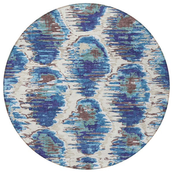 Homeroots 3' Black Charcoal And Silver Abstract Washable Area Rug For Indoor And Outdoor Spaces, Stylish Design 8' Round Polyester 585996