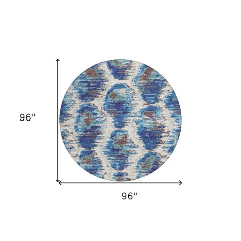 Homeroots 3' Black Charcoal And Silver Abstract Washable Area Rug For Indoor And Outdoor Spaces, Stylish Design 8' Round Polyester 585996