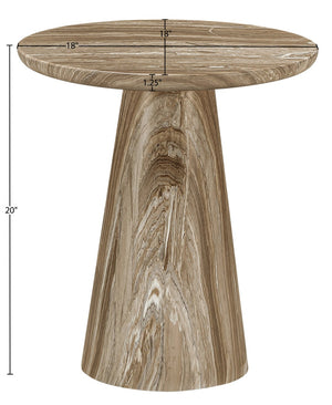 Meridian Furniture Cassino Art Deco Sculptural Concrete Pedestal End Table Marble Look Indoor Outdoor Accent Beige 585Beige-ET