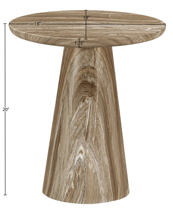 Meridian Furniture Cassino Art Deco Sculptural Concrete Pedestal End Table Marble Look Indoor Outdoor Accent Beige 585Beige-ET