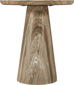Meridian Furniture Cassino Art Deco Sculptural Concrete Pedestal End Table Marble Look Indoor Outdoor Accent Beige 585Beige-ET