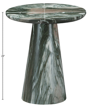 Meridian Furniture Cassino Art Deco Sculptural Concrete Pedestal End Table Marble Look Indoor Outdoor Accent Green 585Green-ET