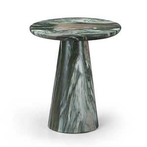 Meridian Furniture Cassino Art Deco Sculptural Concrete Pedestal End Table Marble Look Indoor Outdoor Accent Green 585Green-ET