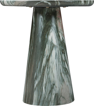 Meridian Furniture Cassino Art Deco Sculptural Concrete Pedestal End Table Marble Look Indoor Outdoor Accent Green 585Green-ET