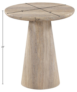 Meridian Furniture Cassino Art Deco Sculptural Concrete Pedestal End Table Marble Look Indoor Outdoor Accent Travertine 585Travertine-ET