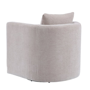 English Elm Sutton Upholstered Linen Swivel Barrel Chair with Pocket Coil Seat, Reversible Cushions & Stain-Resistant Fabric Beige B050P322583