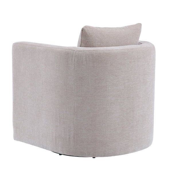 English Elm Sutton Upholstered Linen Swivel Barrel Chair with Pocket Coil Seat, Reversible Cushions & Stain-Resistant Fabric Beige B050P322583