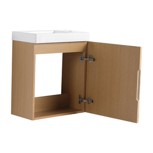 English Elm 18.5" Wall-Mounted Bathroom Vanity With Soft-Close Door & Resin Sink For Coastal Charm & Storage W1972P362136