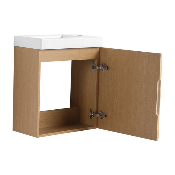 English Elm 18.5" Wall-Mounted Bathroom Vanity With Soft-Close Door & Resin Sink For Coastal Charm & Storage W1972P362136