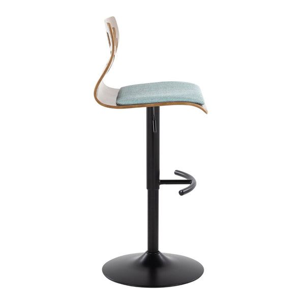 English Elm Adjustable Swivel Barstools Mid-century Metal and Walnut Base Set of 2 for Kitchen B202S02180
