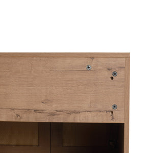 English Elm 48" Imitative Oak Wall Mounted Bathroom Vanity Cabinet, 4 Soft-Close Doors, Water-Resist Finish W999P342104