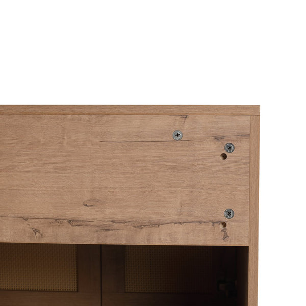 English Elm 48" Imitative Oak Wall Mounted Bathroom Vanity Cabinet, 4 Soft-Close Doors, Water-Resist Finish W999P342104