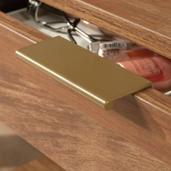 English Elm Vanity, Brown finish with Spacious Drawer & Open Shelves, Engineered Wood, Metal Frame Storage B356P367761
