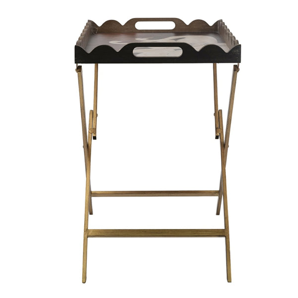 English Elm 23.5x15.5x24" Brown Mdf Accent Table Swan Motif Iron Legs Vintage Boho Side W2078P461560