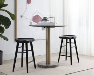 Sunpan Dominic Counter Stool - Solid Oak Craftsmanship with Sculpted Seat for Elegant Modern Spaces Black