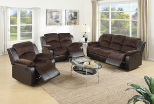 English Elm Contemporary 3 Piece Living Room Set Suede Faux Leather Sofa Loveseat Rocker Recliner B011S02390