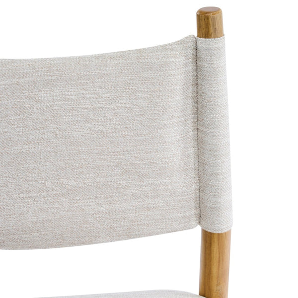English Elm Mid-century Modern Linen Blend Dining Chairs Rubberwood Legs Sculptural Backrest Set of 2 Beige+Natural N768P442401N